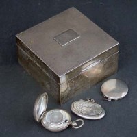 Lot 184 - Silver cigarette box and three small cases