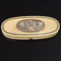 Lot 197 - Ivory oval patch box, circa 1800.
