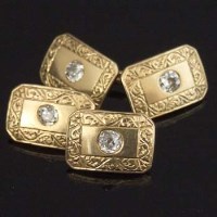 Lot 264 - Pair 18ct gold and diamond cufflinks