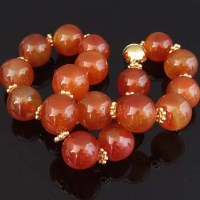 Lot 278 - Natural agate bead necklace with gold plated