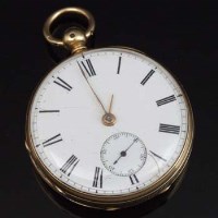 Lot 289 - 18ct gold open faced key wind pocket watch by