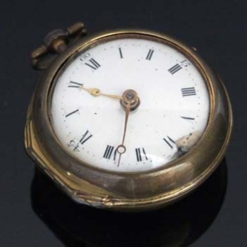 Lot 293 - Gilt pair-cased verge pocket watch by Fish