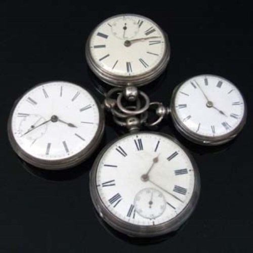 Lot 296 - Four silver open-faced keywind pocket watches