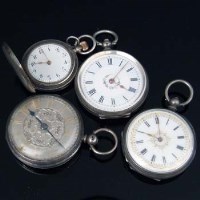 Lot 297 - Four silver fob watches