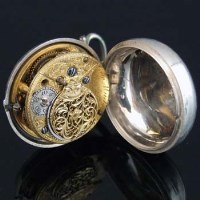 Lot 305 - Silver pair cased small pocket watch, verge movement by Geo Mudge, London, 1860's