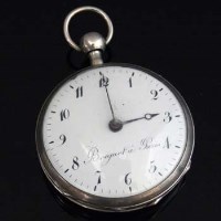 Lot 306 - French silver open faced pocket watch with repeat mechanism, Breguet a Paris