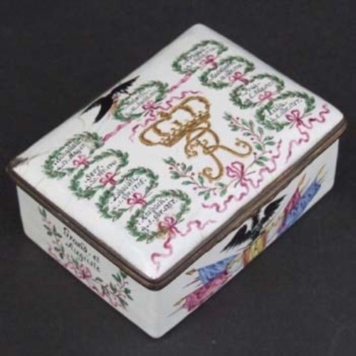 Lot 328 - Enamel Box Decorated all round with dates of