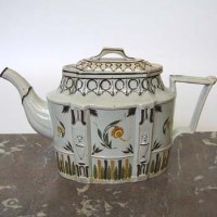 Lot 435 - Staffordshire Pratt type Teapot with sliding lid