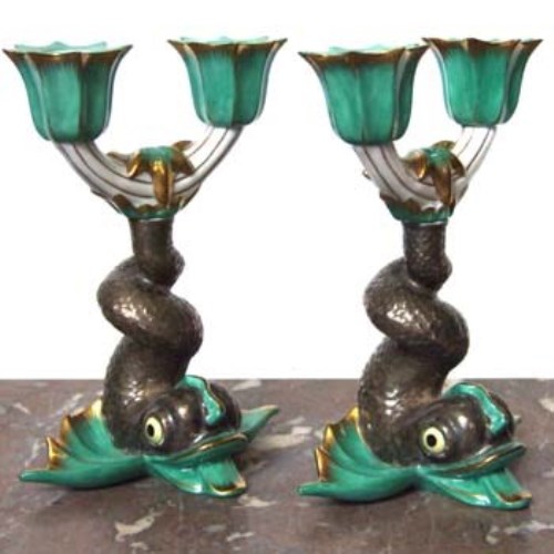 Lot 601 - Pair of Herend candlesticks DB3585