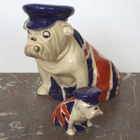 Lot 621 - Two Royal Doulton Churchillian bulldogs(restored) DB4095 and DB2014