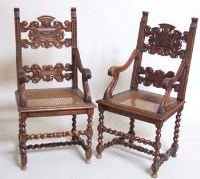 Lot 713 - Pair of Carved Walnut Hall Chairs