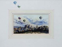 Lot 101 - William Green, Ballooning over Edinburgh, watercolour