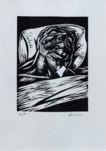 Lot 107 - Peter Howson, Sleeping Man, signed linocut