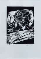 Lot 107 - Peter Howson, Sleeping Man, signed linocut