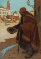 Lot 122 - Tom Browne, Beggar, watercolour