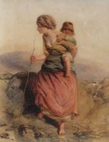 Lot 133 - Paul Falconer Poole, Woman and child, watercolour