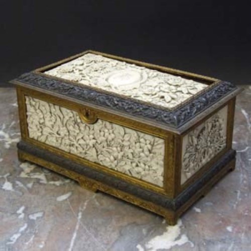 Lot 164 - French Bronze and Ivory Casket