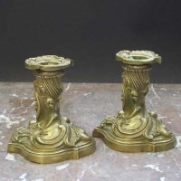 Lot 191 - Pair of French Bronze Candlesticks