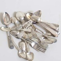 Lot 239 - Group of Georgian and Victorian silver flatware.