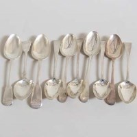 Lot 248 - Ten silver 18th & 19th century table spoons.