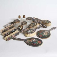Lot 257 - Painted silver dressing table set in the 17th