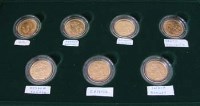 Lot 287 - Cased set of seven gold mintmark sovereigns