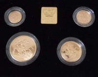 Lot 288 - Cased set of four gold coins