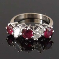 Lot 330 - 18ct white gold ruby and diamond ring