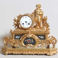 Lot 402 - French gilt mantel clock under dome.