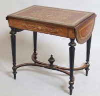 Lot 438 - Inlaid side table with two drop leaves.