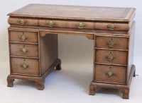 Lot 460 - Walnut twin pedestal desk.