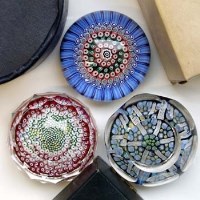 Lot 520 - Three boxed Whitefriars paperweights   one cut