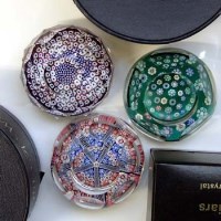 Lot 524 - Three boxed Whitefriars paperweights   one cut