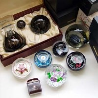 Lot 534 - Caithness black and gold paperweight and perfume