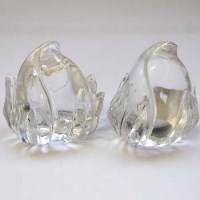 Lot 550 - Two indian rock crystal paperweights,   carved