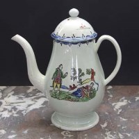 Lot 575 - Pearlware coffee pot circa 1800   printed and
