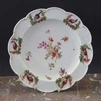 Lot 576 - Chelsea plate circa 1765   painted with exotic