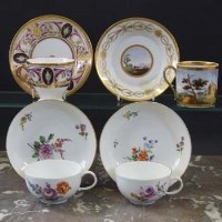 Lot 581 - Two Meissen cups and saucers circa 1770   painted