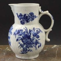 Lot 587 - Worcester cabbage moulded mask jug circa 1775