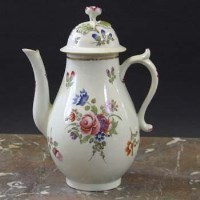 Lot 593 - Worcester coffee pot circa 1775   painted with