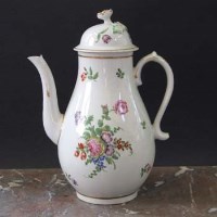 Lot 594 - Worcester coffee pot circa 1775  painted with