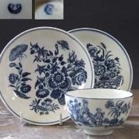 Lot 606 - Two Worcester saucers and a teabowl with unusual