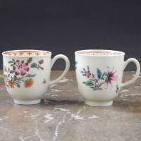 Lot 609 - Two Worcester coffee cups circa 1770   painted