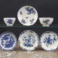 Lot 610 - Worcester teabowl and saucer circa 1770   printed