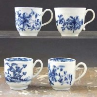 Lot 612 - Four Worcester coffee cups circa 1760 -1770
