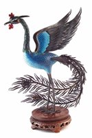 Lot 71 - Chinese white metal cloisonné enamel phoenix
