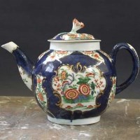Lot 634 - Worcester teapot circa 1775,   painted flora