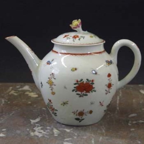 Lot 635 - Worcester teapot circa 1770   painted with