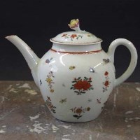 Lot 635 - Worcester teapot circa 1770   painted with