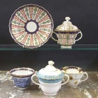 Lot 640 - Worcester chocolate cups circa 1770  to include a